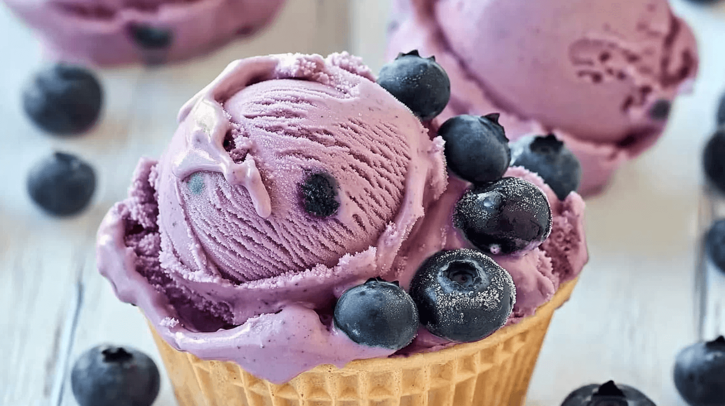 blueberry ice cream recipe in a bowl