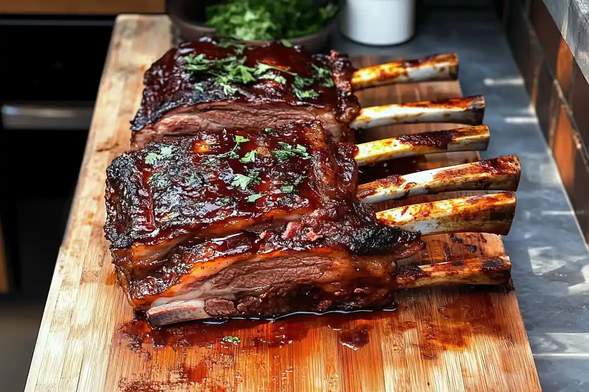 Delicious beef back ribs recipe on a plate.