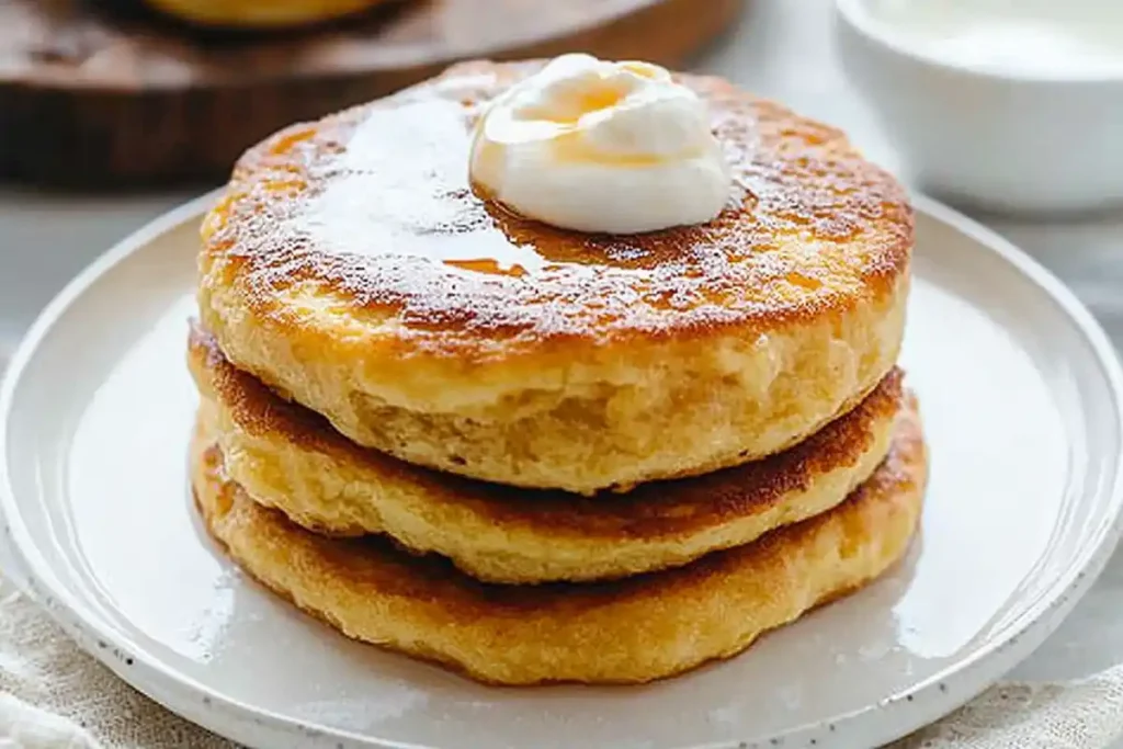 Delicious hoe cakes fresh off the griddle, ready to eat.