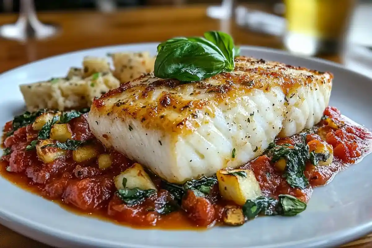 Halibut with Marinara Sauce